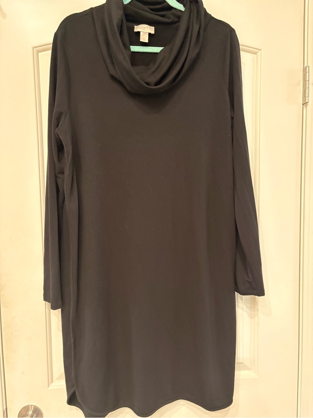 LOFT Black Draped Cowl Neck Long Sleeve Top
